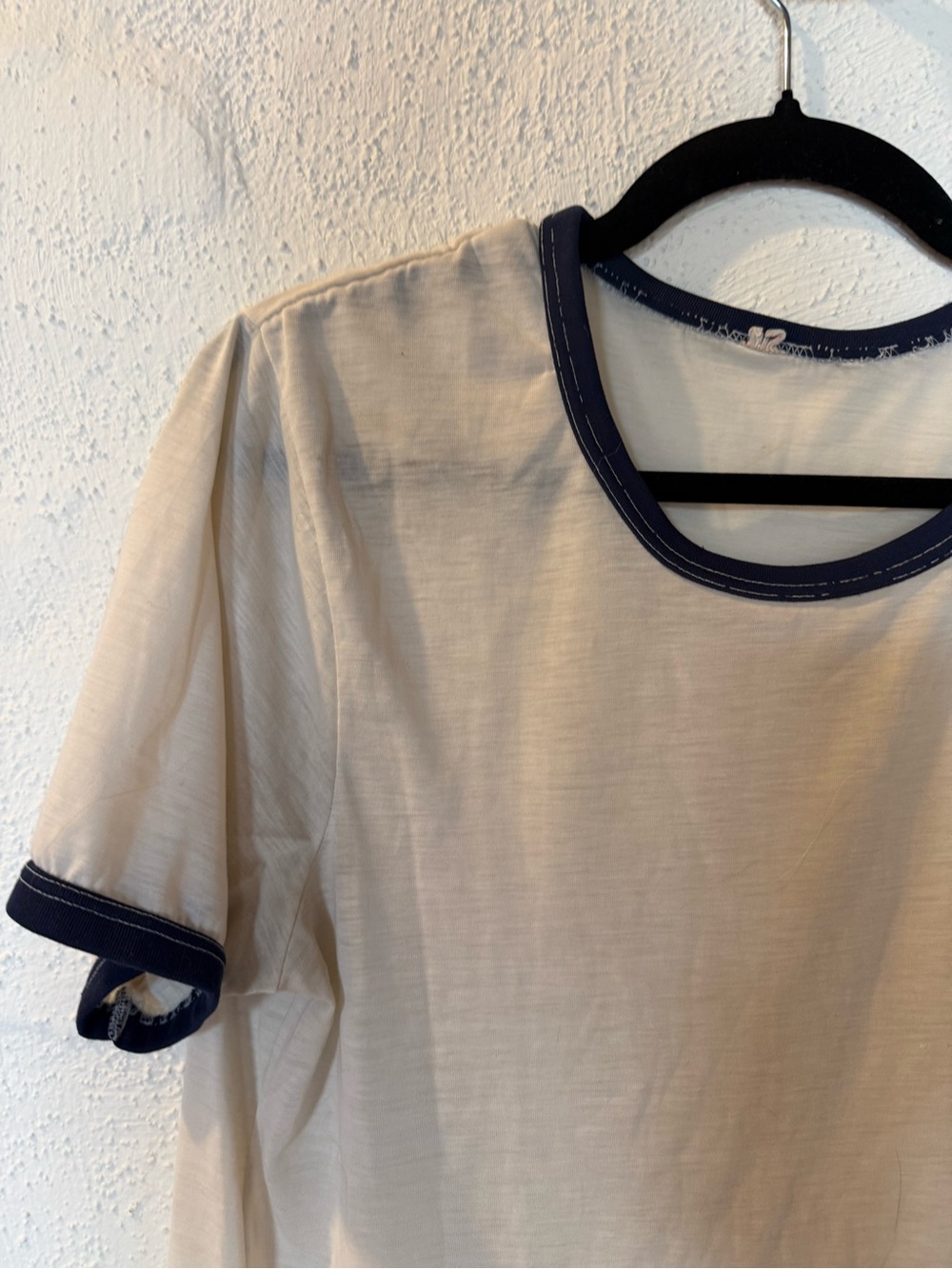 Vintage Cream Ringer Tee with Navy Trim - Picture 2 of 2